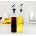 500ml Square Glass Olive Oil and Vinegar Dispenser Cruet Bottle for Sauce with Spout Leak Proof Caps